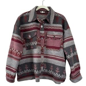 La Miel Bohemian Aztec Oversized Jacket Size Small